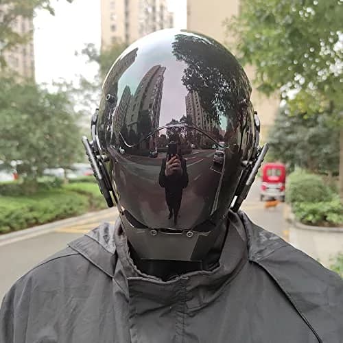 KYEDAY Punk Cosplay Mask for Men | Black Polycarbonate Cyberpunk Halloween Mask thumbnail 3