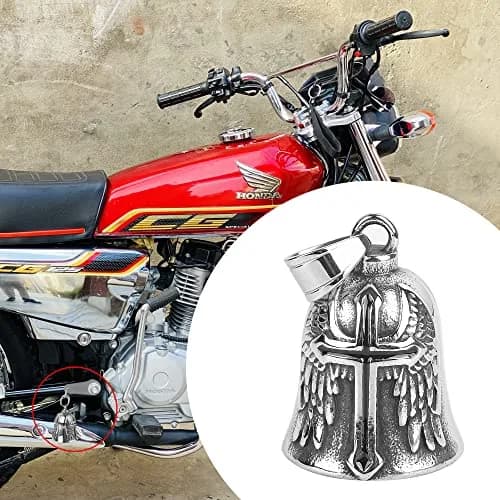 Omoojee Cross Wing Motorcycle Biker Bell Accessory, Black Cross | Unique 3D Design & Universal Fit thumbnail 5