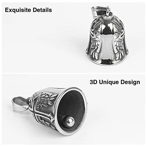 Omoojee Cross Wing Motorcycle Biker Bell Accessory, Black Cross | Unique 3D Design & Universal Fit thumbnail 2