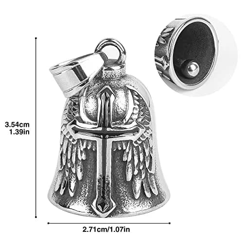Omoojee Cross Wing Motorcycle Biker Bell Accessory, Black Cross | Unique 3D Design & Universal Fit thumbnail 3