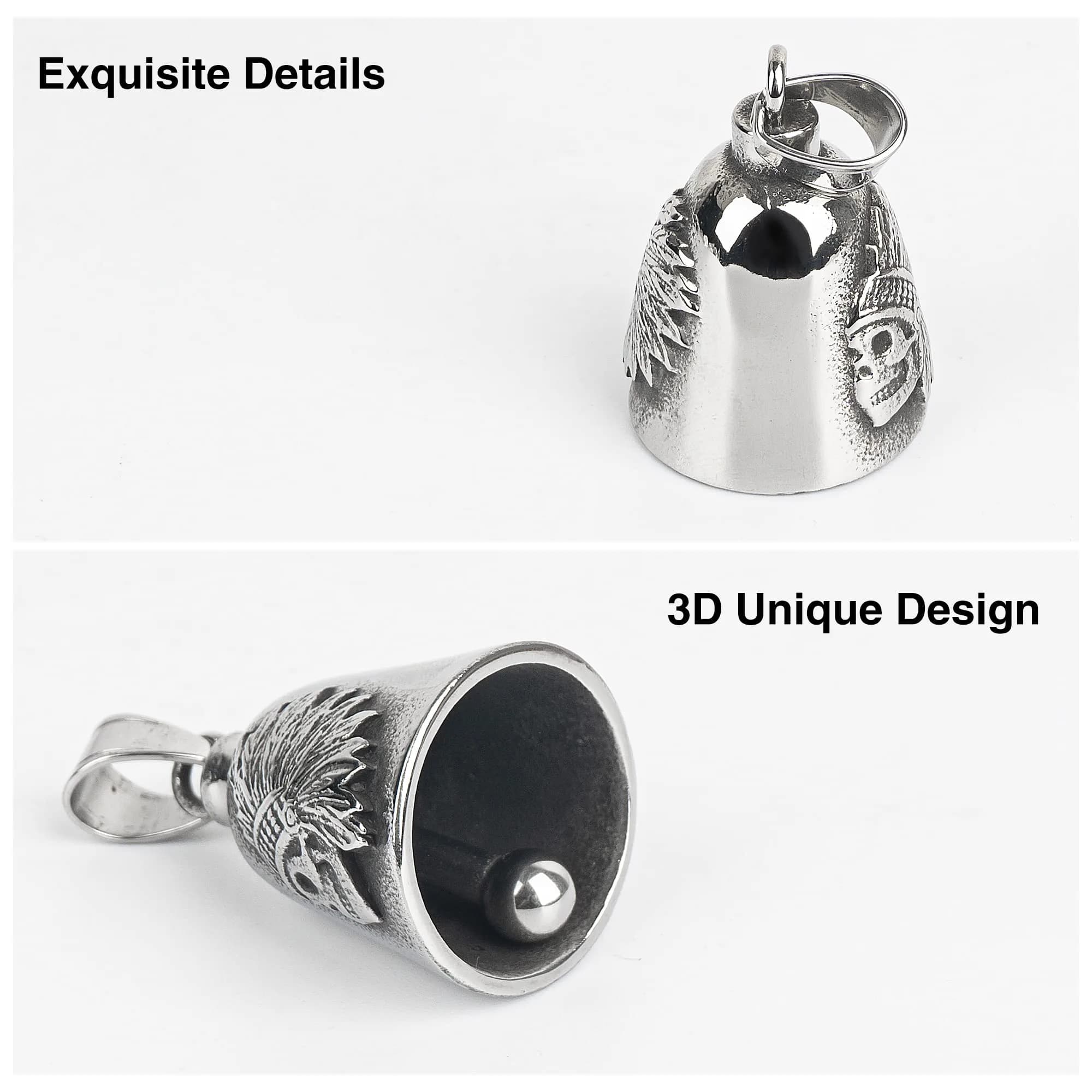 Omoojee Indian Skull Metal Bell for Motorcycle & Bicycle - Luck & Safe Drive Accessory - view 3