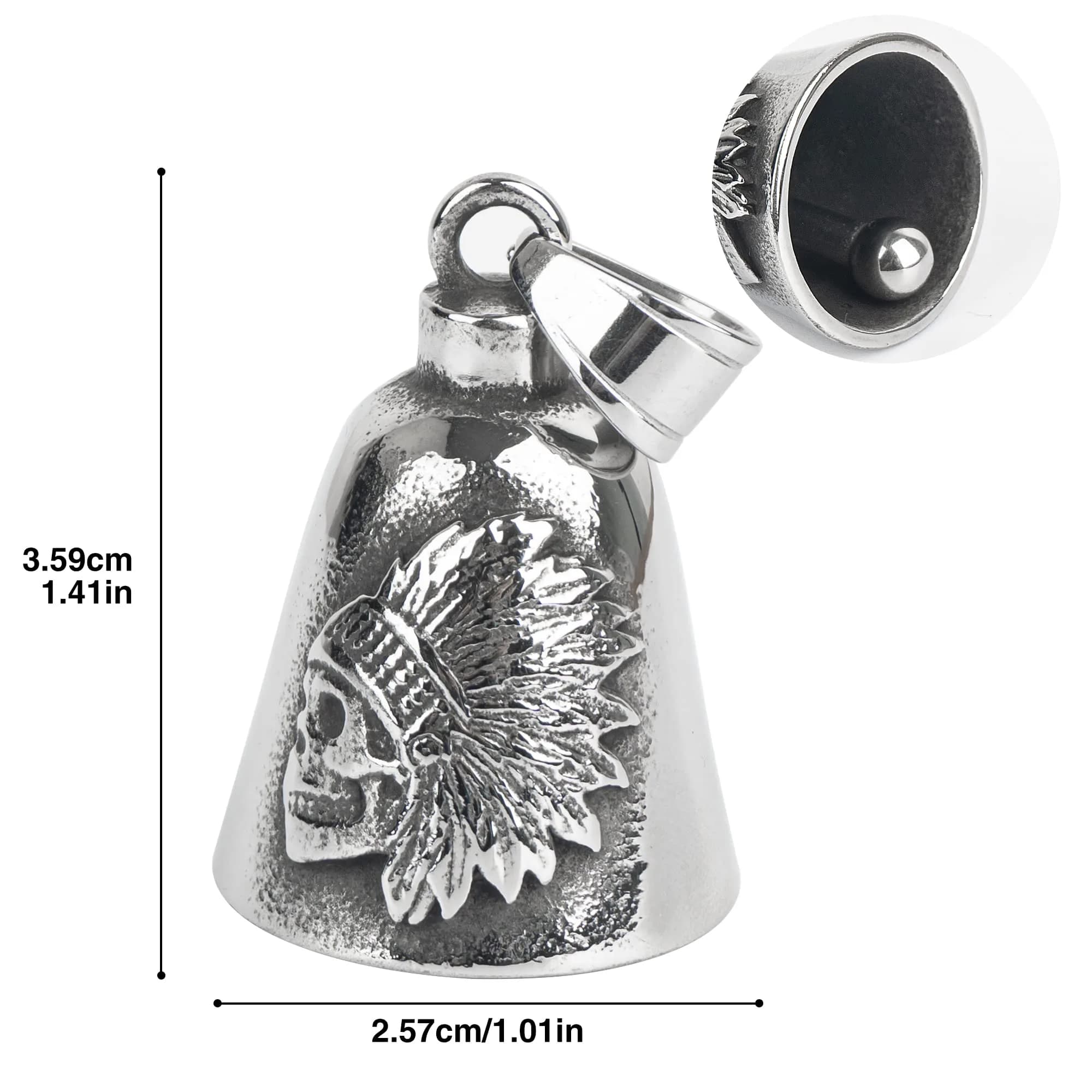 Omoojee Indian Skull Metal Bell for Motorcycle & Bicycle - Luck & Safe Drive Accessory - view 4