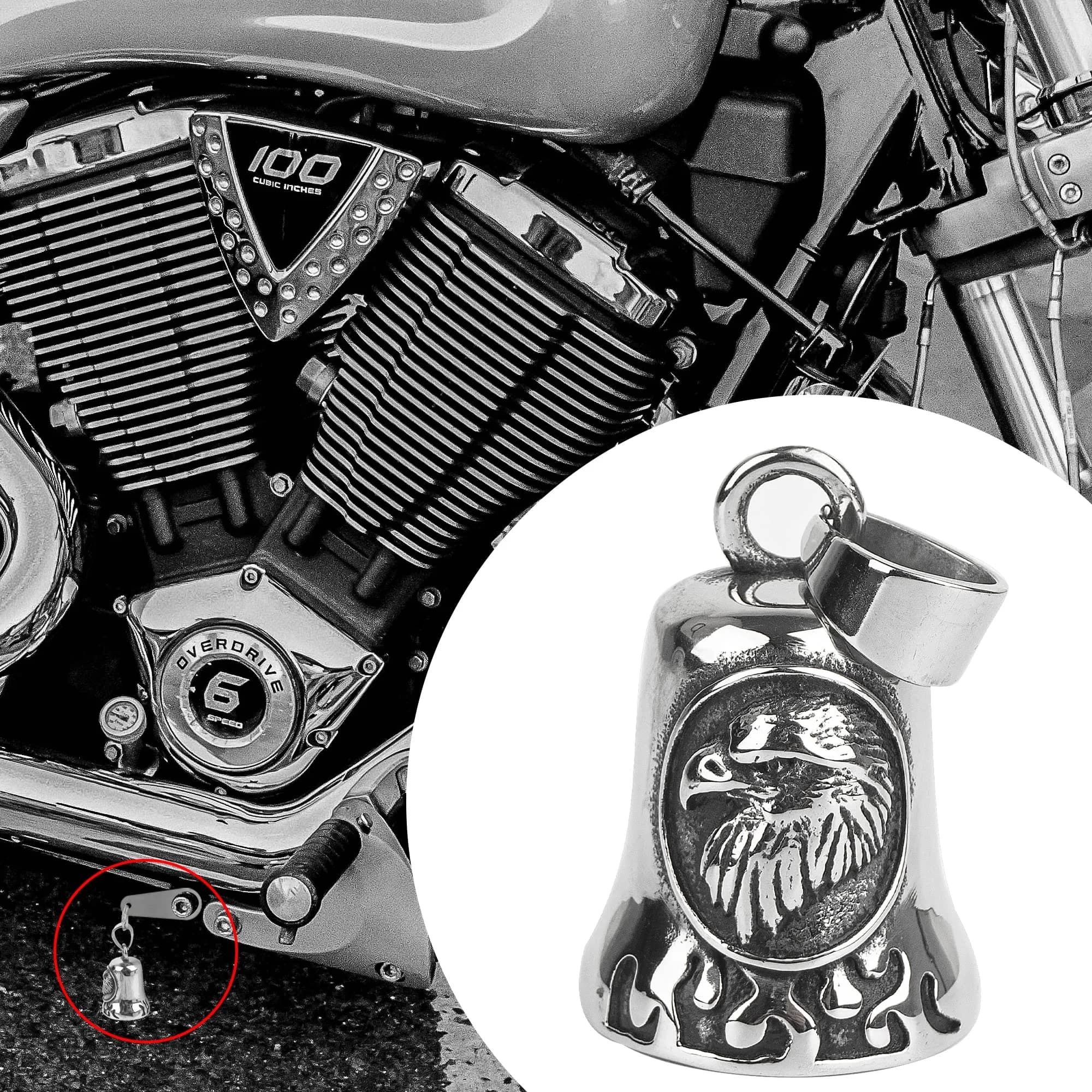Omoojee Eagle Bell for Luck & Safe Drive | Metal Motorcycle & Bicycle Accessory - view 4