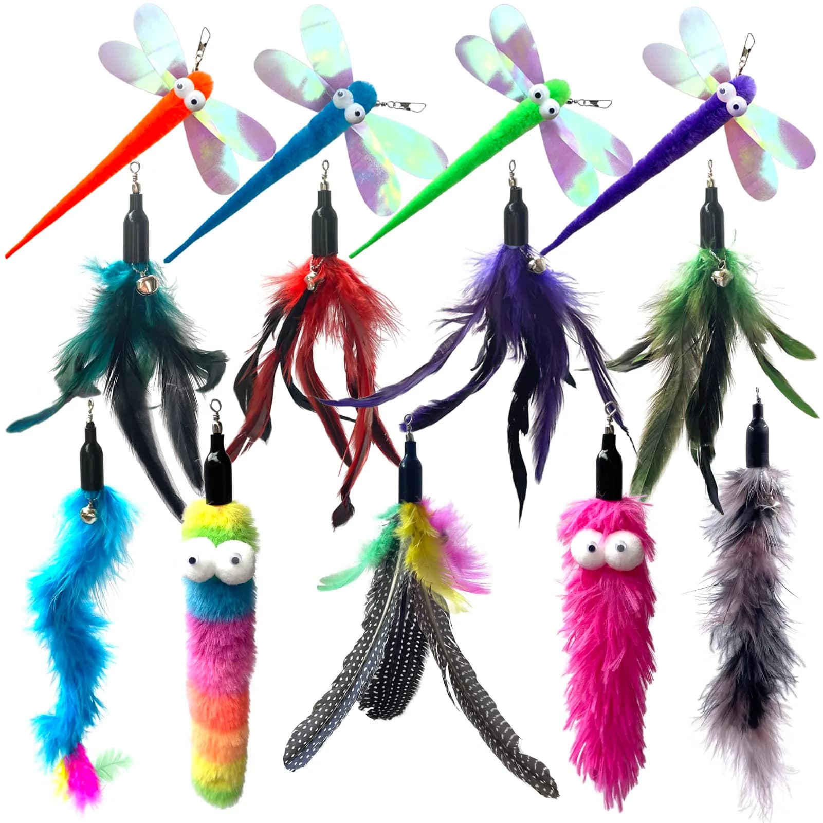 AcceLeah Cat Worm Toy Refills 13Pcs | Natural Plush Teaser Attachments for Cats — 13Pcs