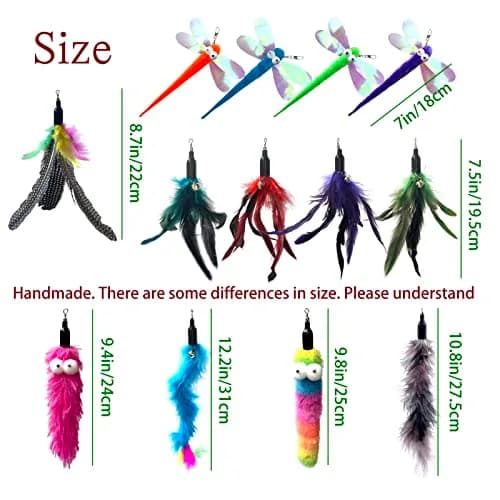AcceLeah Cat Worm Toy Refills 13Pcs | Natural Plush Teaser Attachments for Cats thumbnail 2