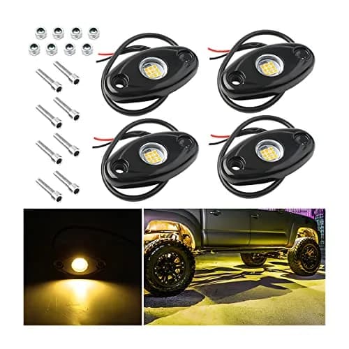 AICEL Vehicle Light Assembly 4 Pods LED RGB Underglow Kit, Yellow | IP68 Waterproof, Aluminum Alloy, 10-14V thumbnail 1