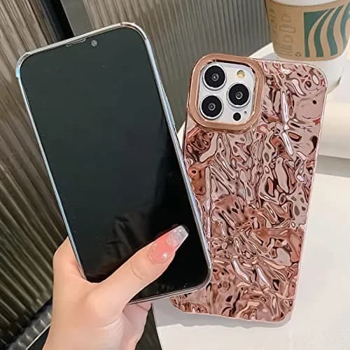 ekoneda Compatible for iPhone 14 Pro Case Cute Luxury Designer Tin Foil Pleated 6.1Inch | Sparkly Silicone Slim Fit thumbnail 5