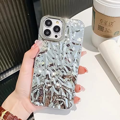 ekoneda Compatible for iPhone 14 Pro Case Cute Luxury Designer Tin Foil Pleated 6.1Inch | Sparkly Silicone Slim Fit thumbnail 2