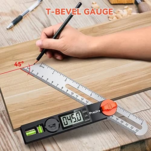 Preciva Digital Angle Finder & Protractor 8inch | High Accuracy for Carpentry & Metalwork thumbnail 6