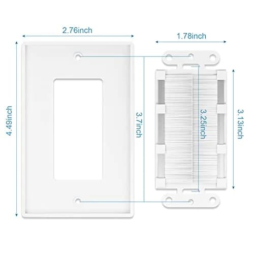 iwillink White 5 Pack Brush Wall Plate | Single Gang Cable Pass Through Insert for Low Voltage Cables Wires thumbnail 3