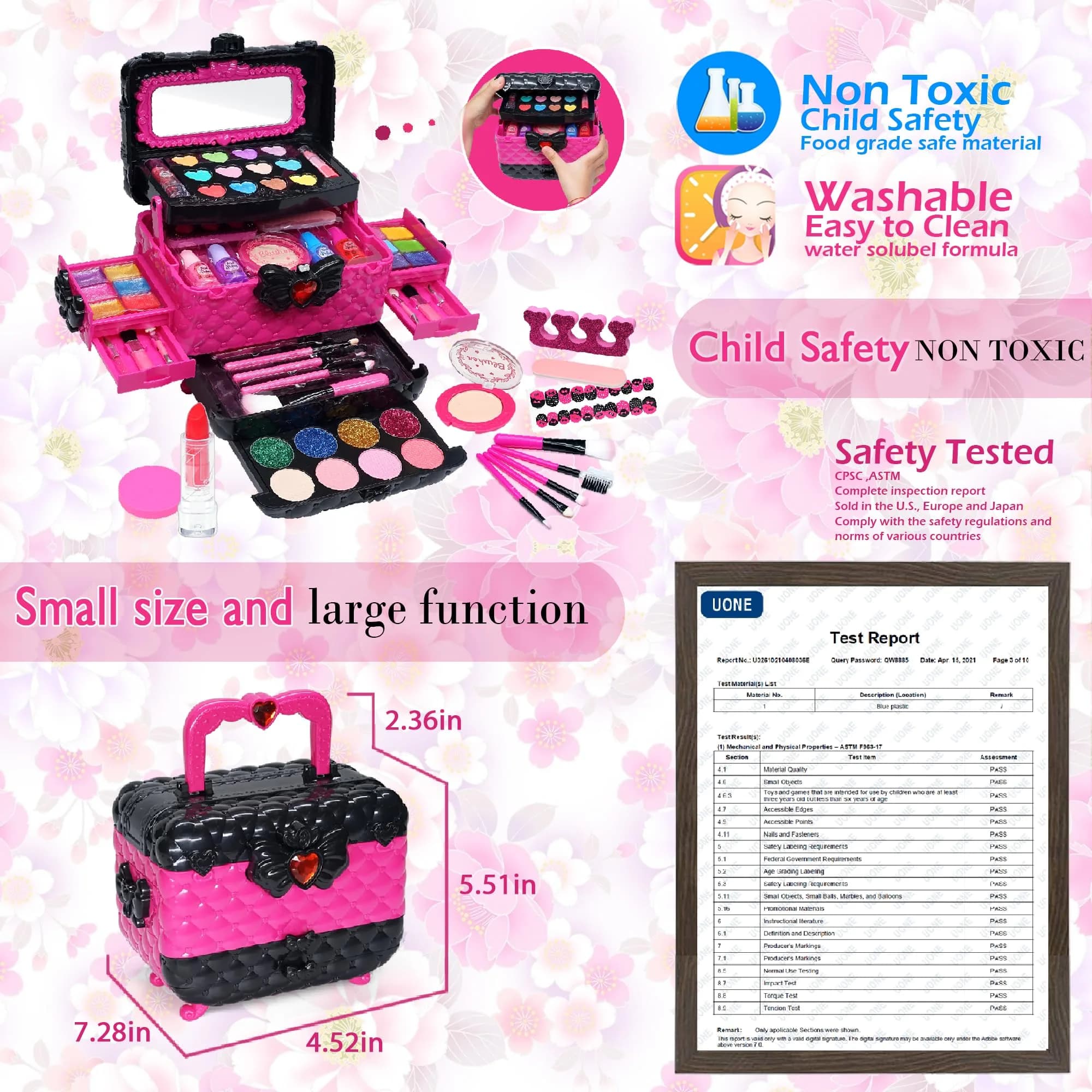 Mrabbitoo Kids Makeup Set Rose 57 Pcs | Pretend Play Toy for Girls Ages 3-12 - view 5