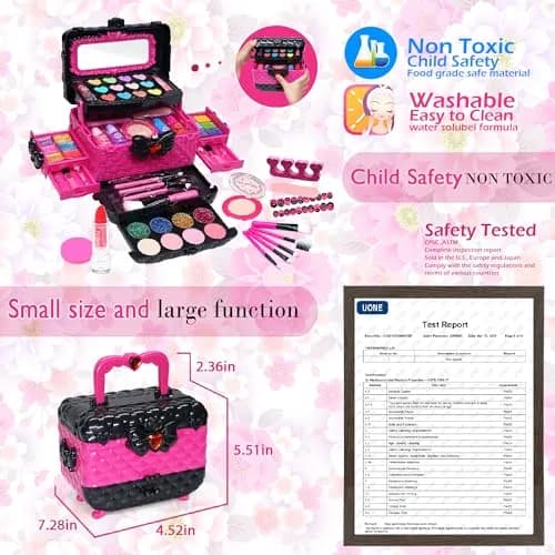Mrabbitoo Kids Makeup Set Rose 57 Pcs | Pretend Play Toy for Girls Ages 3-12 thumbnail 5