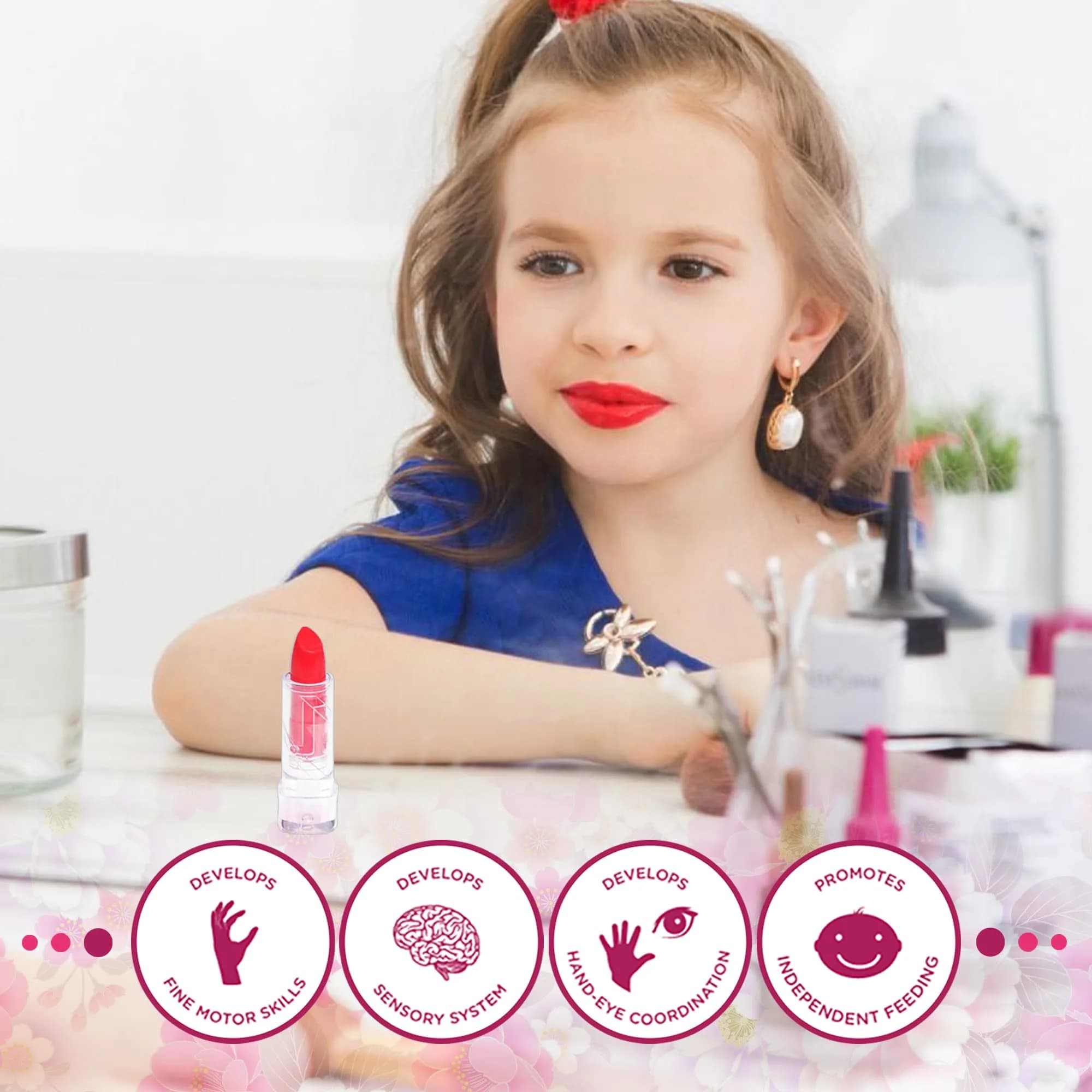 Mrabbitoo Kids Makeup Set Rose 57 Pcs | Pretend Play Toy for Girls Ages 3-12 - view 2