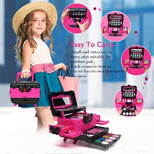 Mrabbitoo Kids Makeup Set Rose 57 Pcs | Pretend Play Toy for Girls Ages 3-12 thumbnail 3
