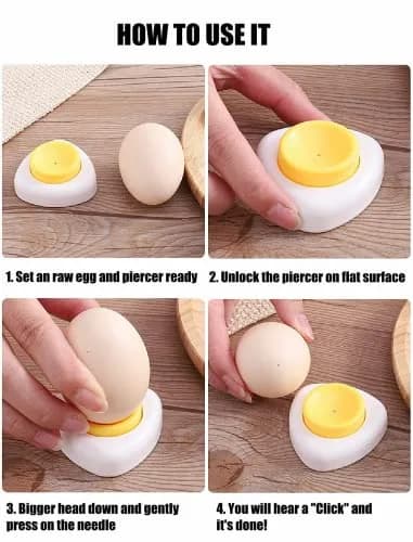 Jawbush Egg Piercer for Raw Eggs, Egg Hole Poker Puncher with Magnetic Base & Safety Lock, Easy Egg Peeler Shell Remover (1-Pack, Small) thumbnail 3