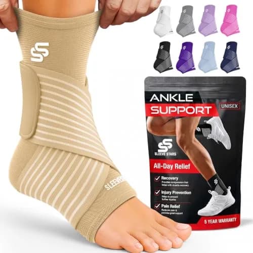 Sleeve Stars Ankle Brace for Men & Women Support, Beige Medium (10"-12") | FDA Approved Orthopedic Brace for Sprains & Pain Relief thumbnail 1