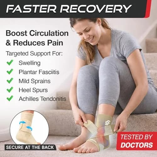 Sleeve Stars Ankle Brace for Men & Women Support, Beige Medium (10"-12") | FDA Approved Orthopedic Brace for Sprains & Pain Relief thumbnail 2
