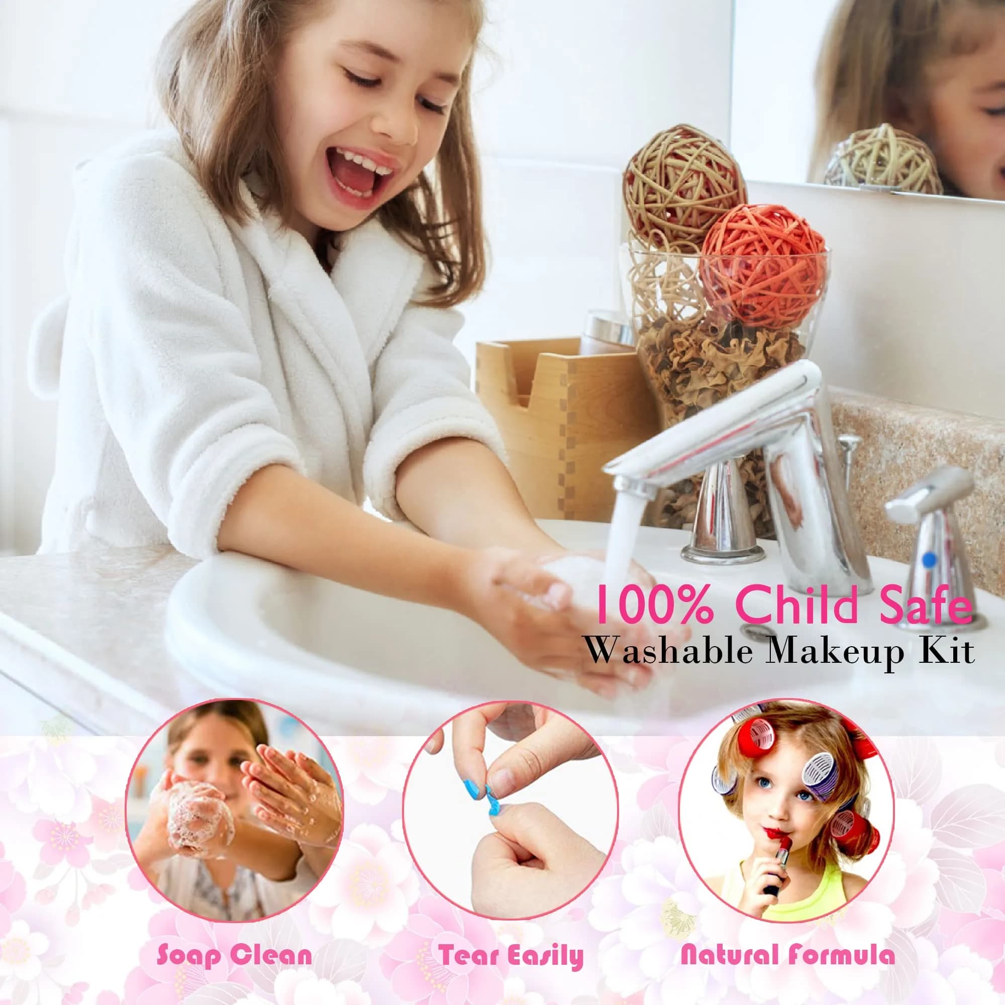 Mrabbitoo Kids Makeup Sets for Girls 5-8, 57 Pcs Play Make Up Kit | Princess Toddler Kid Stuff - view 5