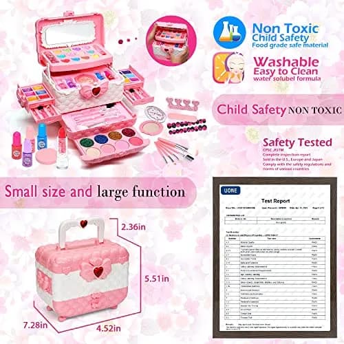 Mrabbitoo Kids Makeup Sets for Girls 5-8, 57 Pcs Play Make Up Kit | Princess Toddler Kid Stuff thumbnail 6