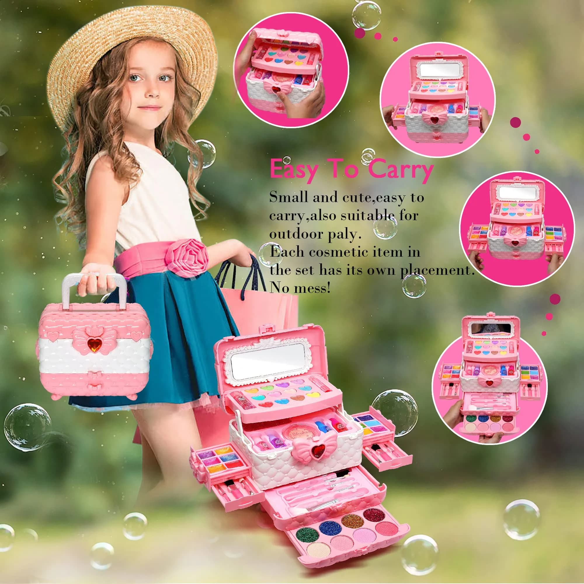 Mrabbitoo Kids Makeup Sets for Girls 5-8, 57 Pcs Play Make Up Kit | Princess Toddler Kid Stuff - view 4
