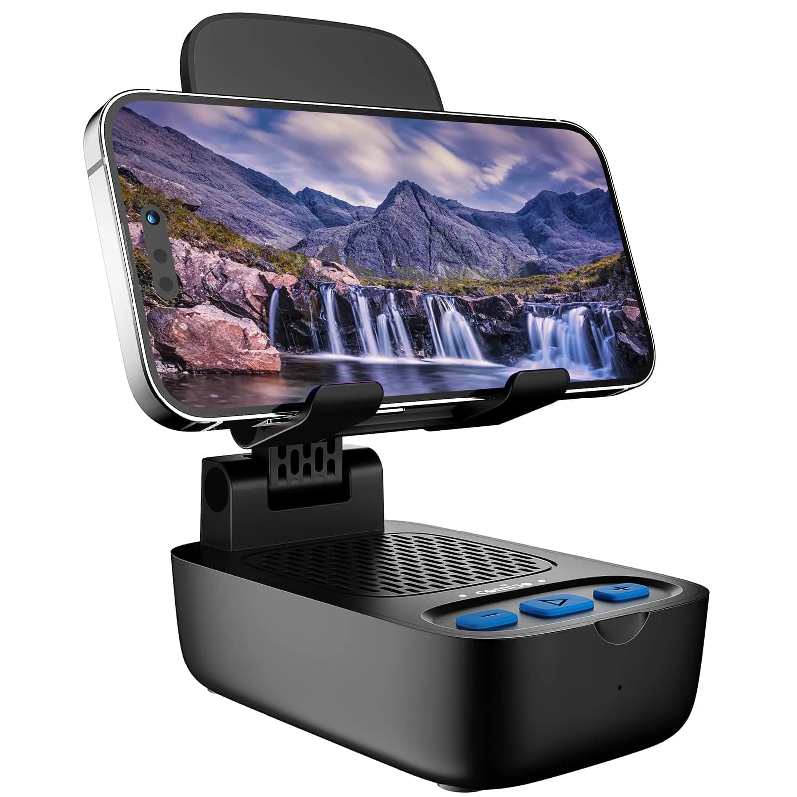 comiso Portable Bluetooth Speaker with Phone Stand, HD Stereo Sound, Bluetooth 5.3, Black (1 Unit) - main product image