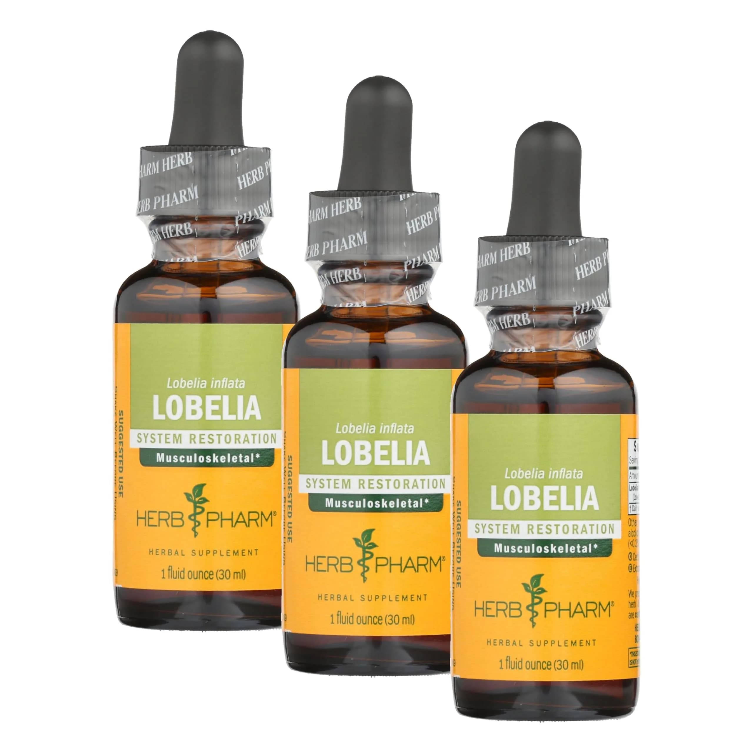 Herb Pharm Certified Organic Lobelia Liquid Extract 3 fl oz (88.7 ml) | USDA Certified Organic for Musculoskeletal Support — No Color