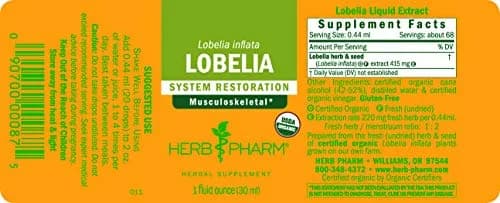 Herb Pharm Certified Organic Lobelia Liquid Extract 3 fl oz (88.7 ml) | USDA Certified Organic for Musculoskeletal Support thumbnail 6