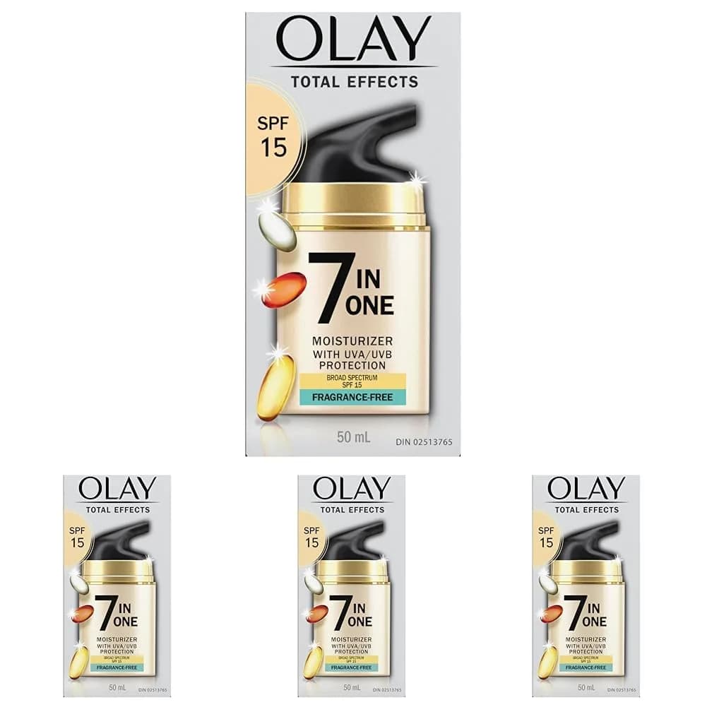 Olay Total Effects 7 in 1 Fragrance Free Moisturizer 1.7 oz (Pack of 4) · SPF 15, Anti-Aging, Oil-Free, Quick Absorbing — SPF 15 Fragrance Free Moisturizer