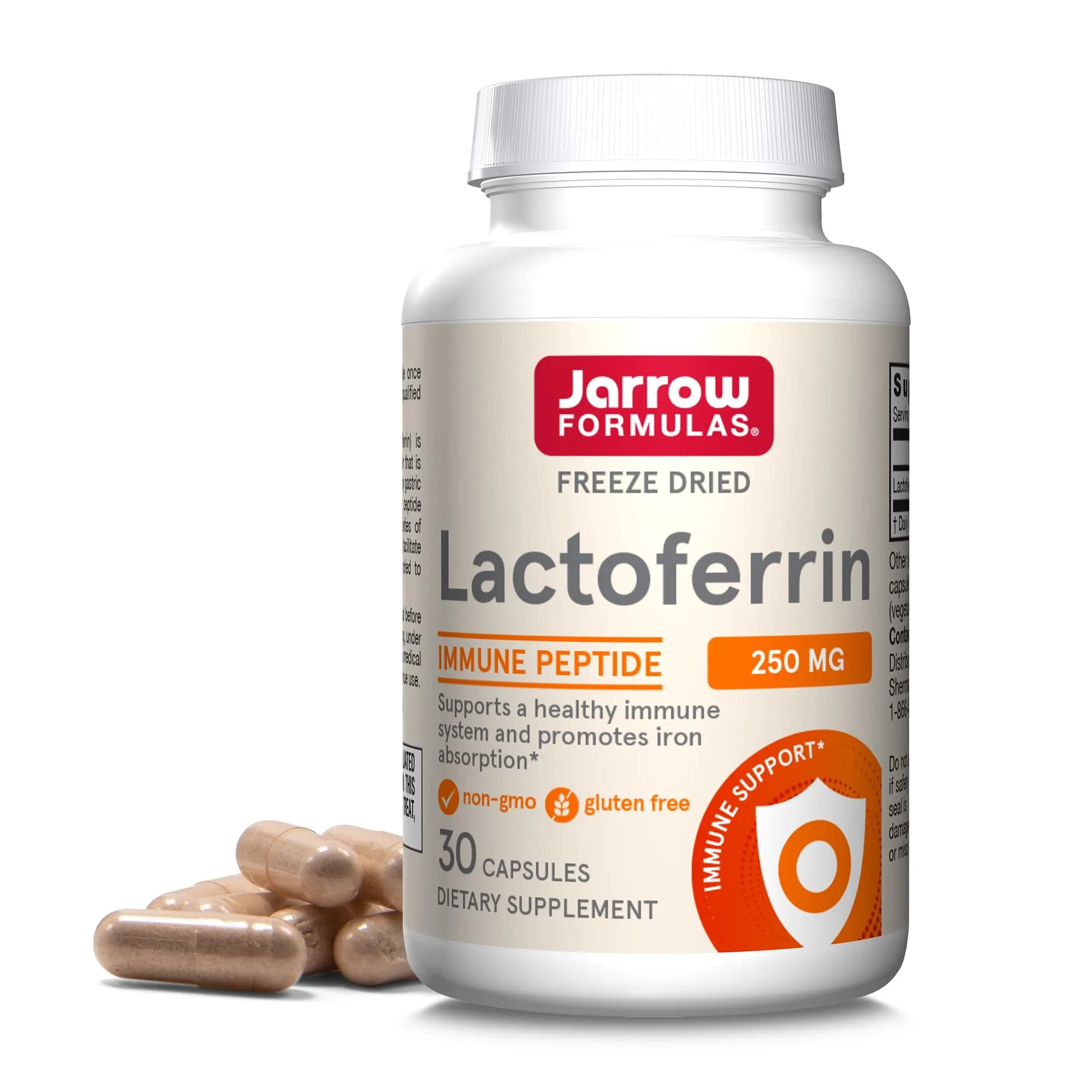 Jarrow Formulas Lactoferrin Capsules 250 mg (30 Count) | Immune Support & Iron Absorption - main product image