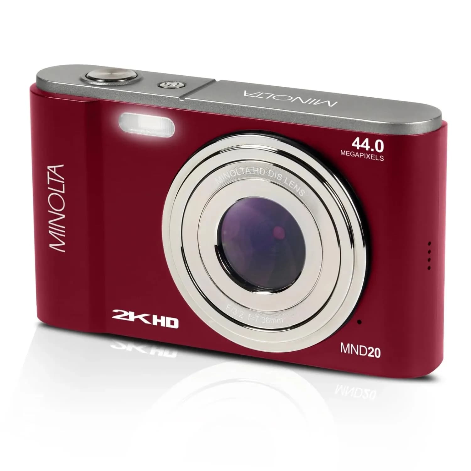Minolta MND20 44 MP Digital Camera in Red | 2.7K Ultra HD Video & 16X Zoom — Red