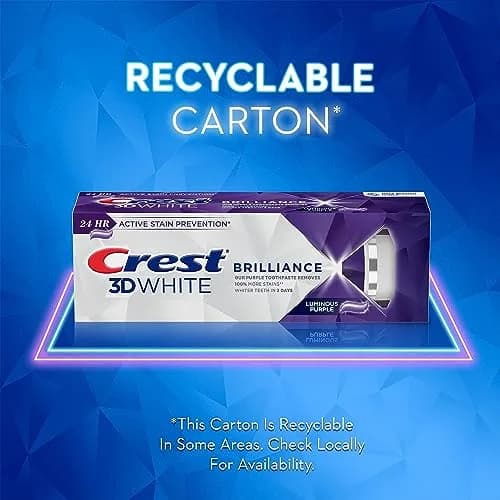 Crest 3D White Brilliance Purple Toothpaste 10.5 oz (3.5 oz Tubes) | 100% More Surface Stain Removal thumbnail 7