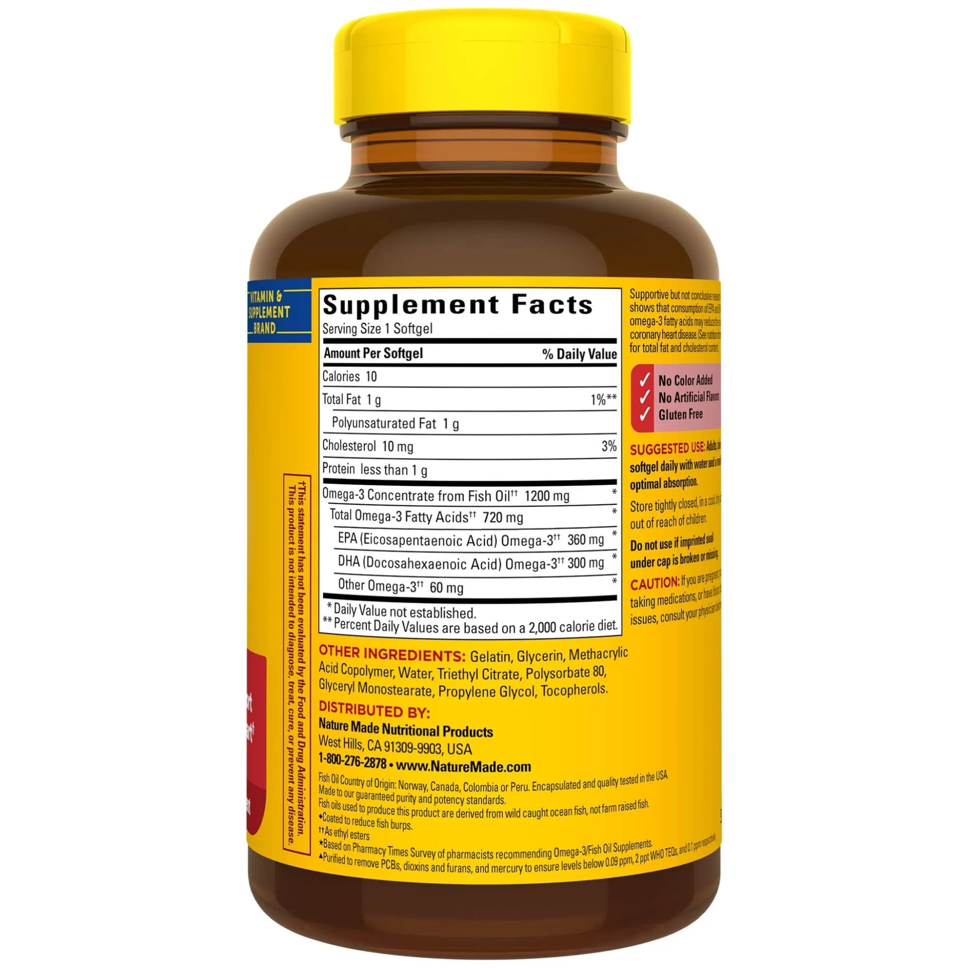Nature Made Burp-Less Fish Oil 1200 mg Softgels (360 Count, 3 Bottles) | Heart, Brain & Eye Health Support - view 8