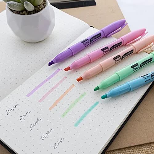 BAZIC PRODUCTS Pen Style Highlighters, Chisel Tip, Clip, 5 Count | Assorted Pastel Colors for Study & Office thumbnail 5