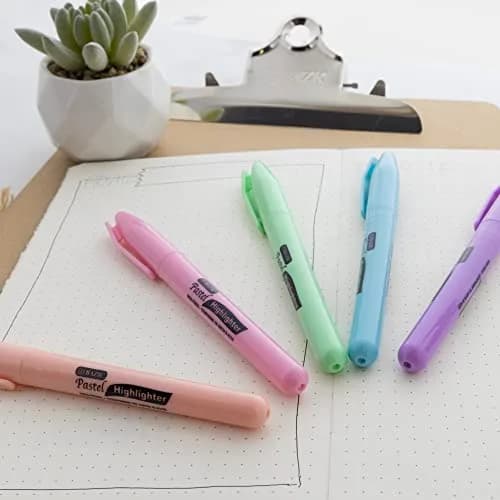 BAZIC PRODUCTS Pen Style Highlighters, Chisel Tip, Clip, 5 Count | Assorted Pastel Colors for Study & Office thumbnail 3