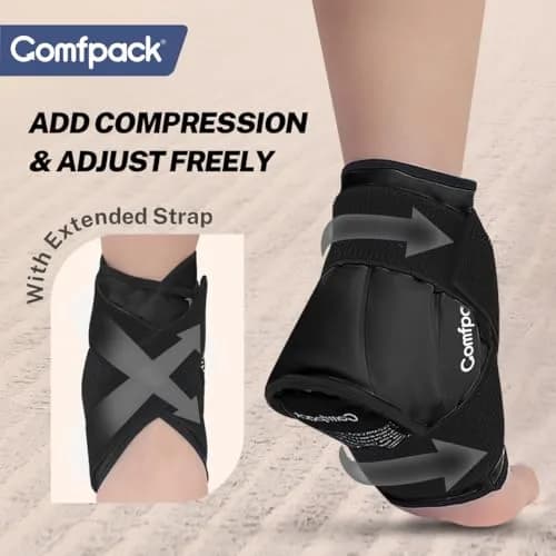 Comfpack Ankle Ice Pack Wrap for Swelling & Pain Relief | Black, One Size thumbnail 4