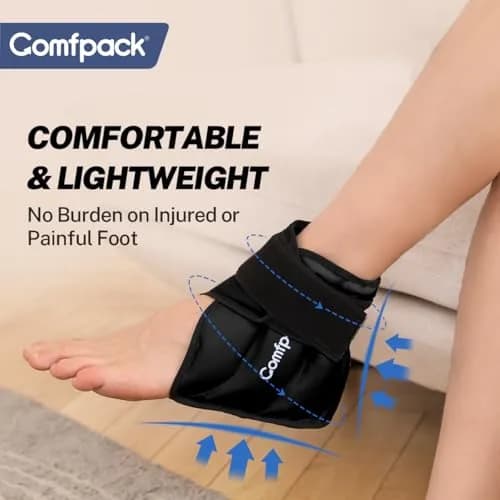 Comfpack Ankle Ice Pack Wrap for Swelling & Pain Relief | Black, One Size thumbnail 5