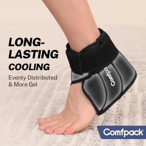 Comfpack Ankle Ice Pack Wrap for Swelling & Pain Relief | Black, One Size thumbnail 6