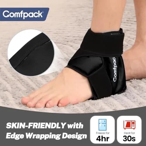 Comfpack Ankle Ice Pack Wrap for Swelling & Pain Relief | Black, One Size thumbnail 7