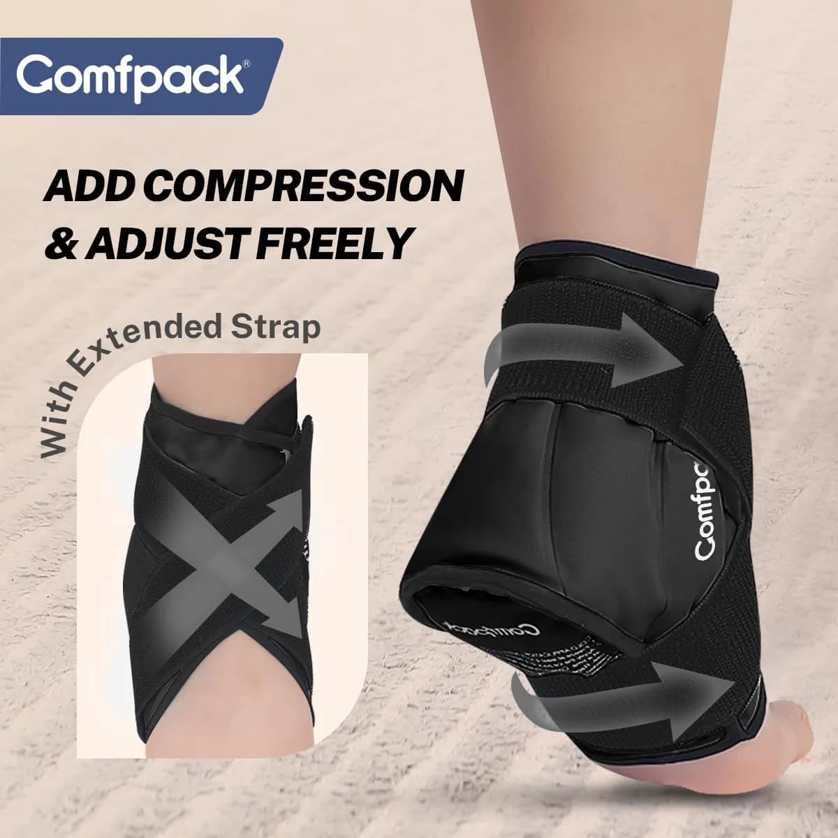 Comfpack Black Heel & Ankle Ice Pack Wrap for Plantar Fasciitis Relief - view 4