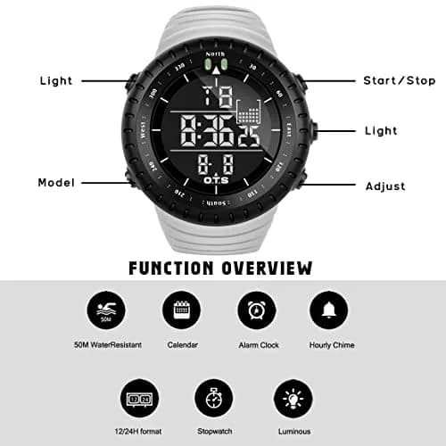 PALADA Men's Digital Sports Watch 50mm (1.97in) with LED Backlight | Water Resistant 50M thumbnail 7