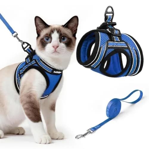 rabbitgoo Cat Harness and Leash Set, Step-in Soft Vest, Blue | Adjustable Escape-Resistant Fit thumbnail 1
