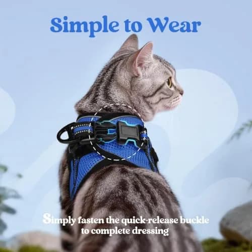 rabbitgoo Cat Harness and Leash Set, Step-in Soft Vest, Blue | Adjustable Escape-Resistant Fit thumbnail 4