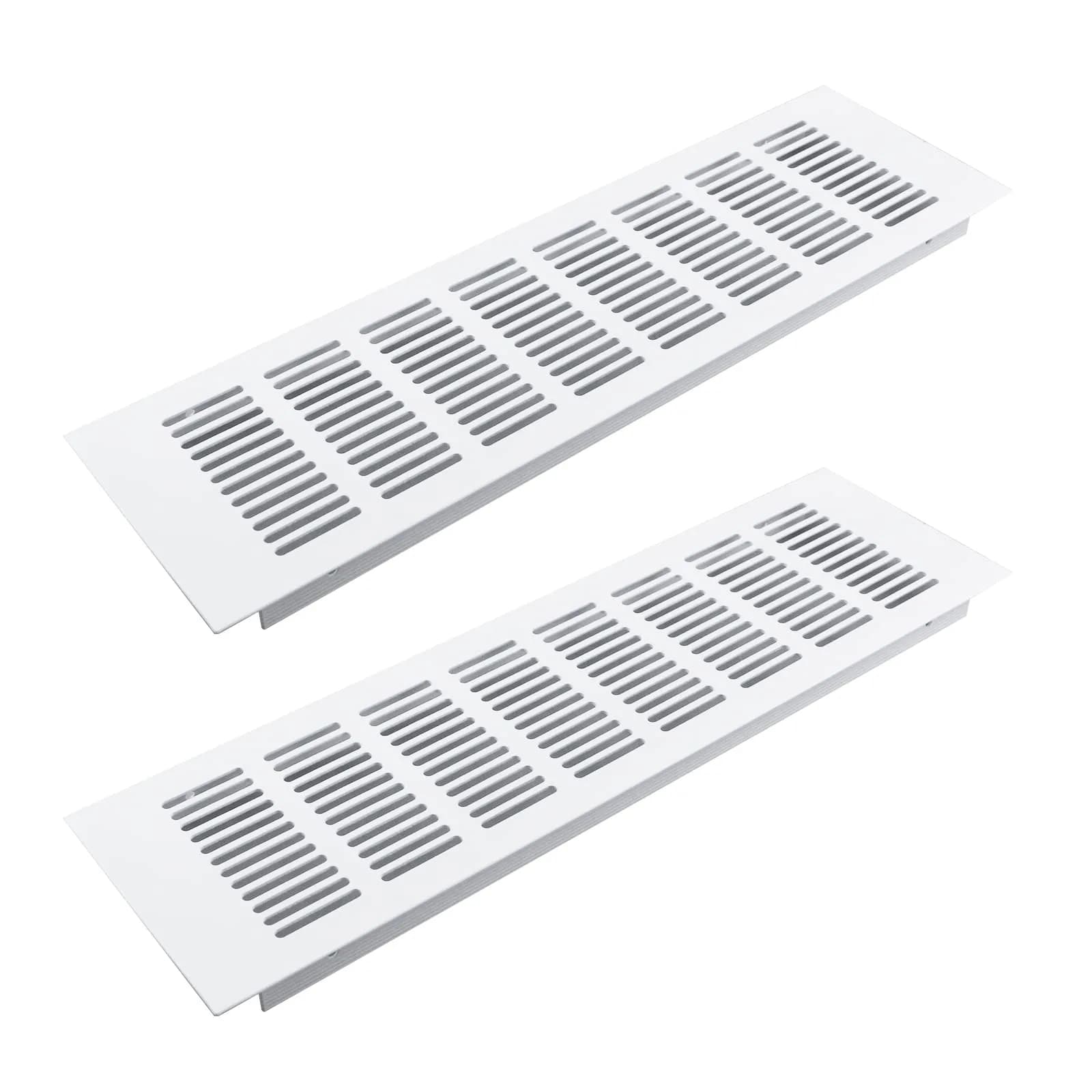 Geesatis White Air Vent Covers, 13.8 x 4 Inch, Pack of 2 | Rust-Proof Aluminum Alloy for Cabinets & Closets - main product image