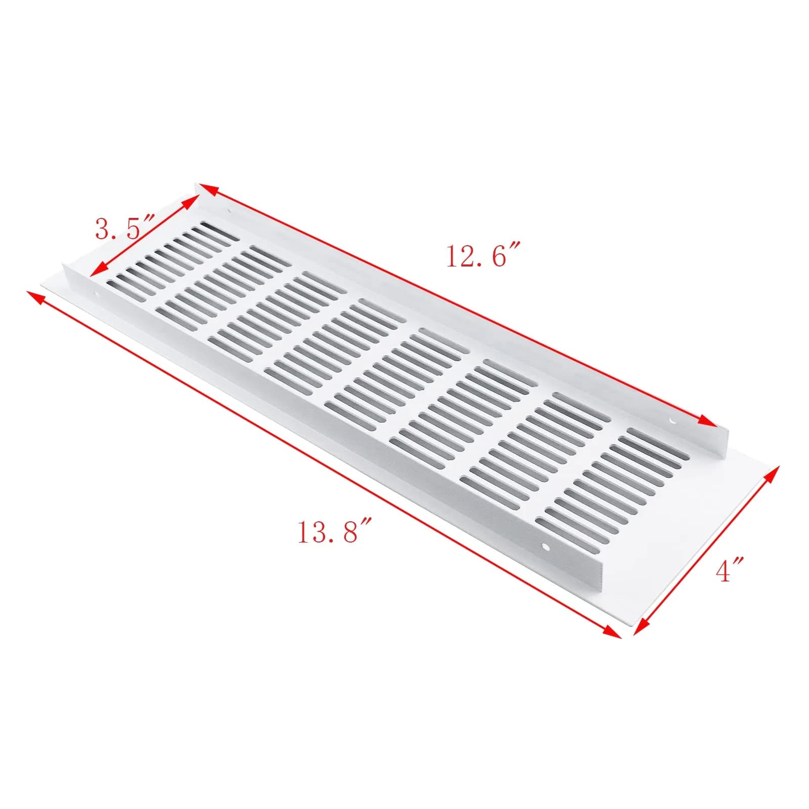 Geesatis White Air Vent Covers, 13.8 x 4 Inch, Pack of 2 | Rust-Proof Aluminum Alloy for Cabinets & Closets - view 2