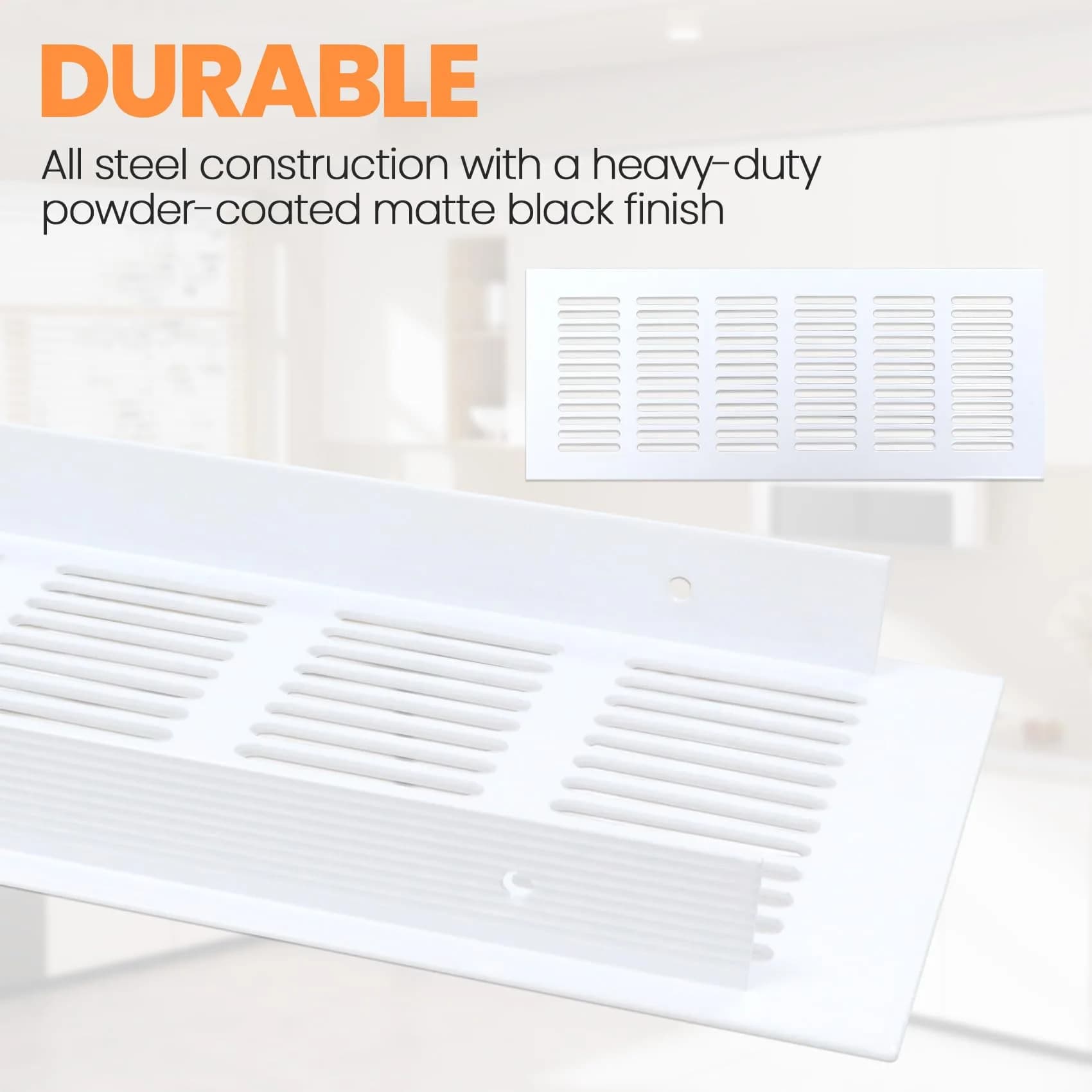 Geesatis White Air Vent Covers, 13.8 x 4 Inch, Pack of 2 | Rust-Proof Aluminum Alloy for Cabinets & Closets - view 3