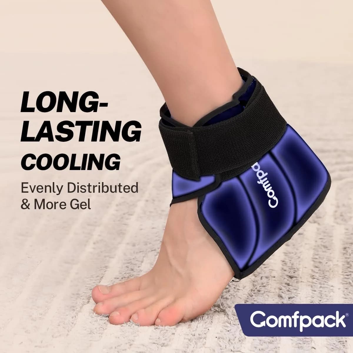 Comfpack Dark Blue Heel Ice Pack Wrap for Plantar Fasciitis Relief & Ankle Swelling - view 3