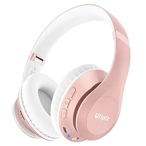 Uliptz Bluetooth Headphones Over Ear, Wireless HiFi Stereo Foldable Headset with 65H Playtime & 6 EQ Modes | Rose Gold thumbnail 1