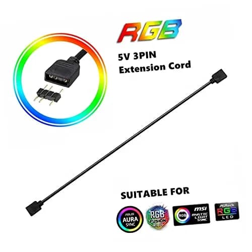 Yakuri 5V Argb 3-Pin Extension Cable 12inch | RGB Interface Extension for Motherboards thumbnail 6