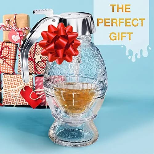 CLEVLI Glass Honey Dispenser 236ml (8 Oz) with Stand | No Drip, Easy Pour Honey Pot thumbnail 2