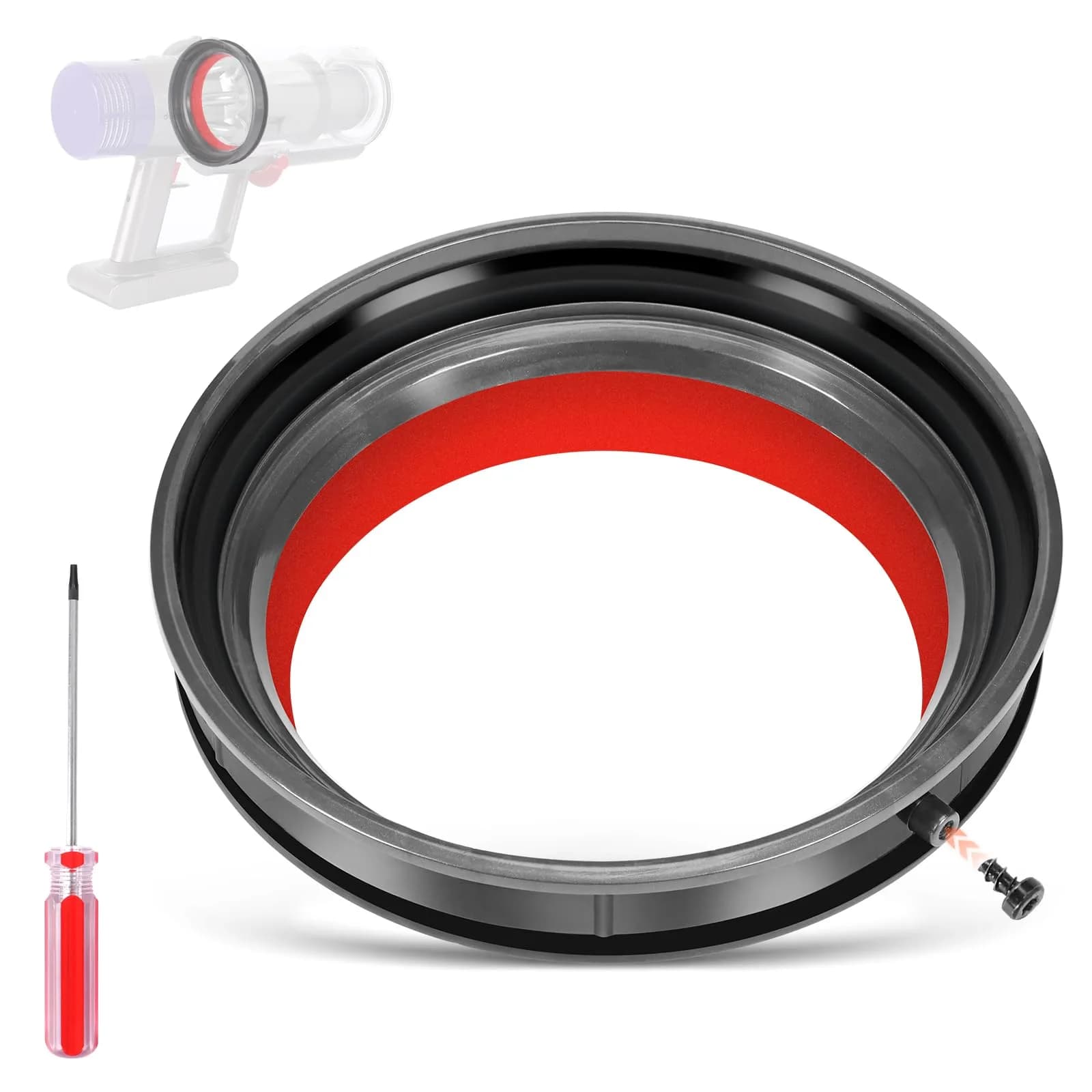 Kuflant Dust Bin Sealing Ring Assembly for Dyson V11 V15 SV14 SV15 SV22 Vacuum | Includes T8 Torx Screwdriver & Screw — Compatible with V10 Dust Bin Replacement